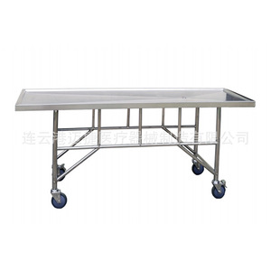 Table d'autopsie rectangulaire en acier inoxydable, table industrielle pour hôpital avec roulettes, pour morgue et usage en maison funéraire - Product Image 1