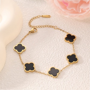 Pulsera de Cadena de Acero Inoxidable con Baño de Oro 18K, Resistente al Agua, con Dije de Flor, Joyería de Diseño de Lujo, Unisex, para Regalo - Product Image 4
