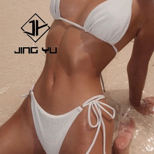 Manufacturer High Quality U Shape Underwire Swimwear Silver Glitter <b>Bathing</b> Suit Custom Nylon Bikini <b>Set</b> - Product Image 5