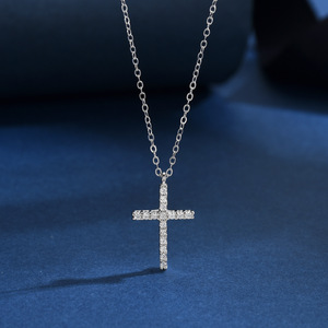 Mode 925 Sterling Silver Petit Grand Collier <span class=keywords><strong>Croix</strong></span> pour Femmes Chaîne <span class=keywords><strong>Croix</strong></span> Plaqué Rhodium - Product Image 5