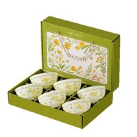 Ensemble de bols et assiettes en céramique à motif floral rétro, style luxe léger, idéal pour les cadeaux d'affaires, les remerciements, les team building et les fêtes.