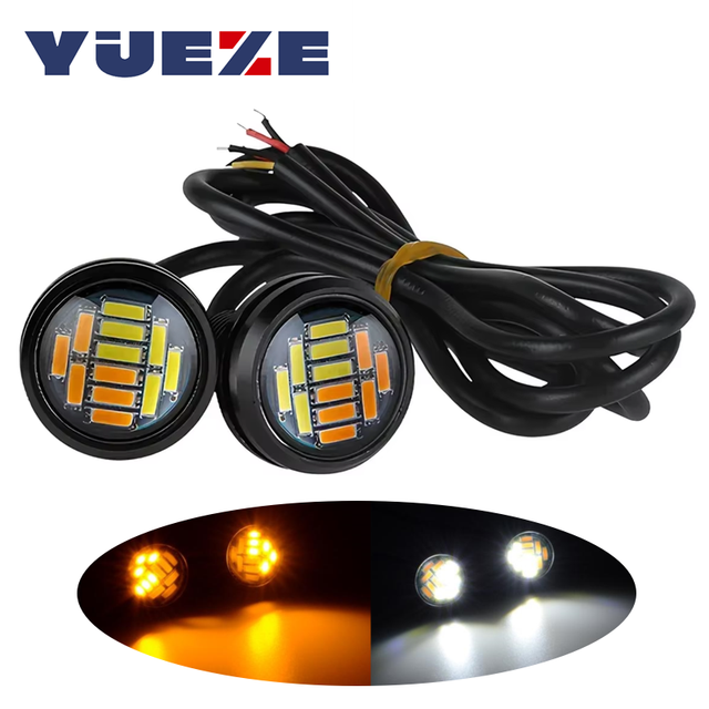 Car Eagle Eye Light 23mm 4014 12SMD Dual Color Turn Signal Daytime Running Light Spot Lamp Backup Motorcycle Parking Lamp DRL