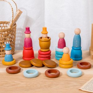 <span class=keywords><strong>Blocchi</strong></span> di Costruzione Rainbow Little Man <span class=keywords><strong>in</strong></span> <span class=keywords><strong>Legno</strong></span> Massello, Stile Waldorf, Dischi Colorati Primavera-Estate-Autunno-Inverno, Giocattolo Educativo - Product Image 2