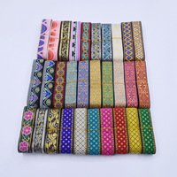 Cinta Jacquard Ecológica de Poliéster 100% de 3.3 cm de Ancho, Estilo Étnico, Cinta de Alta Tenacidad para Accesorios de Ropa y Calzado