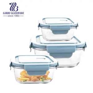Set di contenitori per alimenti in vetro per piccole quantità di ordine basso MOQ 1000 pezzi fornitore all'ingrosso di scatole per alimenti per il pranzo in vetro