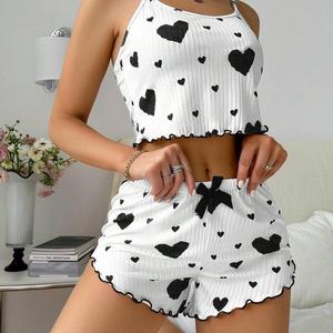 Oferta de Verano: Conjunto de Pijama Sexy para Mujer con Estampado de Corazones, Camisola y Pantalones Cortos, Talla Grande - Product Image 6