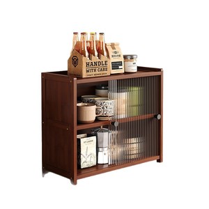 <b>Desktop</b> Storage Cabinet 3 Tier Nan Bamboo Dustproof <b>Shelf</b> For Tea Coffee Cup Living Room Sideboard Storage - Product Image 5