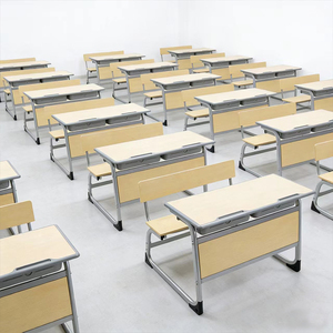 Meubles <span class=keywords><strong>de</strong></span> classe scolaire hautement stables, pupitre et chaise étudiants fixés ensemble, banc scolaire, <span class=keywords><strong>table</strong></span> et chaises doubles en Werzalit. - Product Image 4