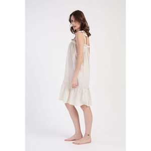 Women's <b>Linen</b> Strapless Lace-Up Ruffled <b>Tunic</b> Knit <b>Tops</b> - Product Image 3