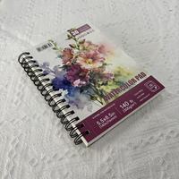 Carnet d'aquarelle Daqian personnalisé de haute qualité, 30 pages, couverture fleurie exquise, format 5,5 x 8,5 pouces, 300g