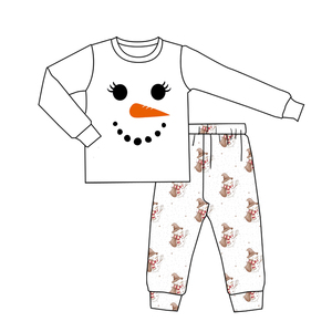 GT1223 Top personalizado bebé niña adorable Boutique muñeco de nieve blanco sonrisa Yoga Top niños ropa infantil conjunto con cremallera - Product Image 4