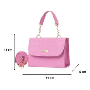 Bolso Bandolera Rosa Fadila 17x11x5 cm con Cierre de Cremallera y Decoración de Letras, Estilo Moderno, Bolso de Hombro para Mujer - Product Image 1