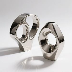 Ornements métalliques modernes de luxe sur mesure OEM d'usine, art abstrait, bureau, décoration intérieure unique et créative, finition miroir en acier rapide - Product Image 1