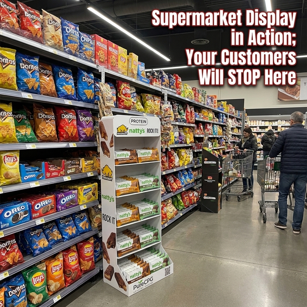 Wholesale Custom Floor Standing PVC Display Stand Healthy Food Snack Display Rack Retail Store Waterproof Display Shelf Apache — view 2