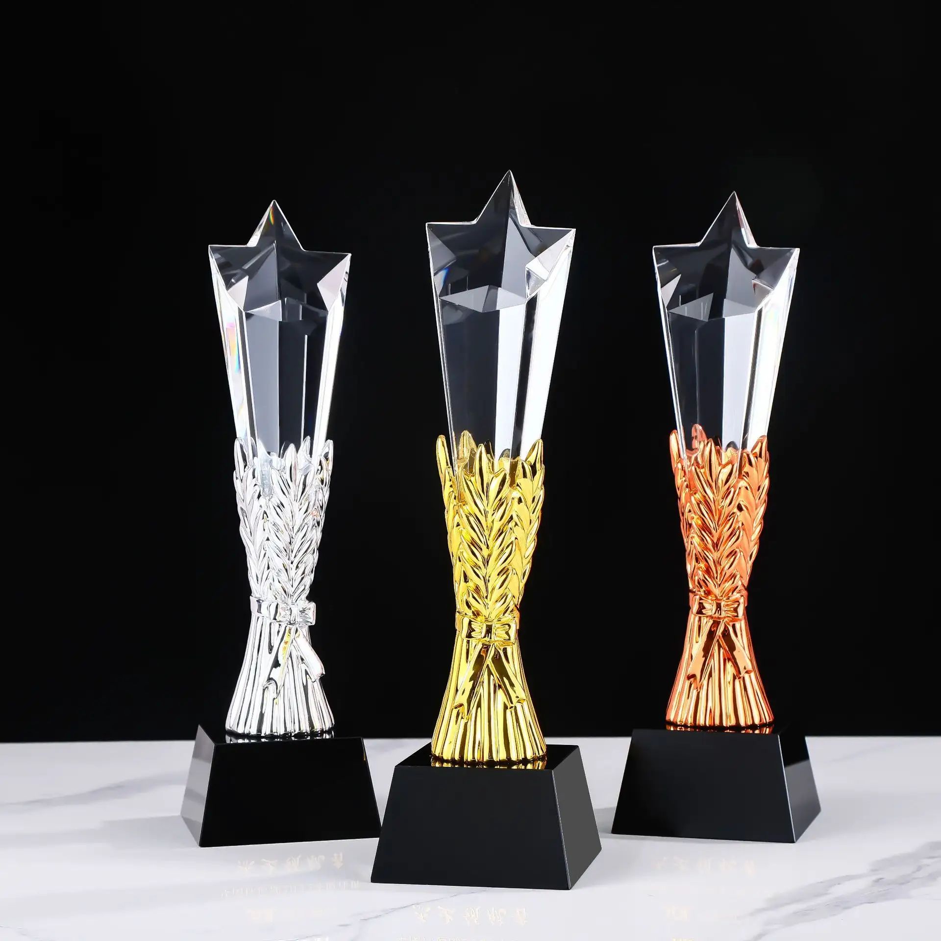Crystal Crown Trophy Golf Sublimation Crystal Trophies And Awards