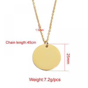 Kalung liontin diy bulat geometris besi tahan karat cermin kalung liontin logo khusus pribadi - Product Image 5