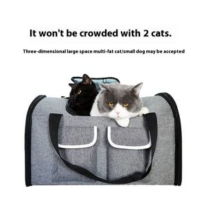 Katlanabilir evcil hayvan taşıyıcı kedi seyahat çantası büyük kapasiteli kedi taşıma çantası giden 2 kediler evcil hayvan sırt çantası - Product Image 4