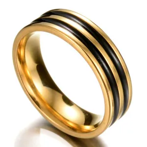 Wholesale fashion Stainless steel vintage rings hot sale 18 K gold plated jewelry high polishing trendy ring for men women