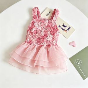 YKLoving Flower <b>Girl</b> <b>Dress</b> <b>Pink</b> Tulle Skirt Rose Applique Sleeveless Party <b>Dress</b> <b>For</b> <b>Girls</b> - Product Image 1