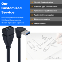 Cable de Extensión LUNG KAY de 90 Grados AM AF M/F, Cable de Extensión USB3.0 para Transferencia de Datos y Sincronización para Impresora y Cámara