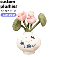 Neues Produkt Cartoon Weiße Vase Lotus Plüsch-Topfpflanze Rosa Seerose Stofftier für Büro Feiertagsgeschenk