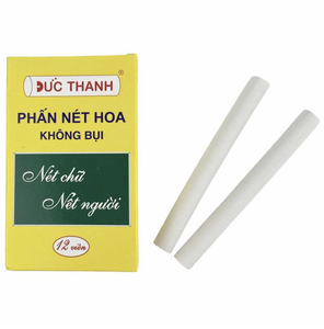 Tiza Educativa Duc Thanh, 12 Piezas/Caja, Sin Polvo, Blanca, Carbonato de Calcio, Escritura Suave, No Tóxica, Suministro Global B2B - Product Image 1