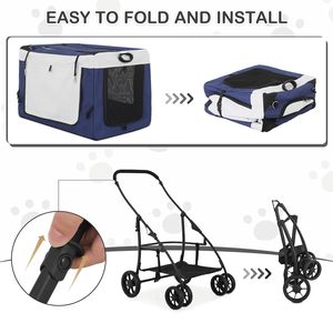 Carrito Plegable para Perros Grandes, Medianos y Pequeños, Carrito para Mascotas, Carrito para Perros de 4 Ruedas, Plegable para Viajes - Product Image 5