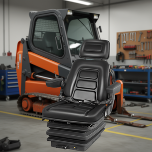 Siège suspendu avec accoudoirs et appui-tête pliable pour utilisation sur camion, excavatrice et chargeuse compacte, avec rails de glissement robustes - Product Image 2