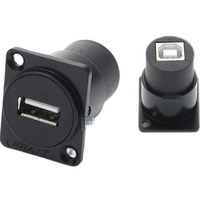 GIET Prise femelle USB-B industrielle en aluminium pour imprimante, coupleur de panneau rond USB traversant, montage sur châssis, scanner traversant