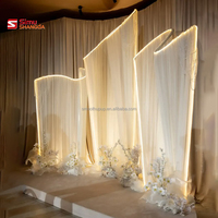 Nuevo Arco Curvo de Lujo para Escenario de Boda con Marco de Fondo y Luces LED Onduladas