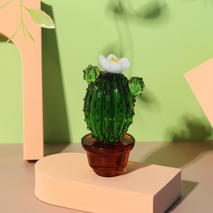 Mini Cactus Artistique en Cristal Soufflé Fait Main, Figurines Polies Écologiques, Objets de Collection, Décoration de Table et d'Intérieur, Plantes Artificielles - Product Image 4