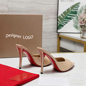 Women Outdoor for Luxury Genuine Leather Pointed Toe High Heel Stiletto Mules Designer Sandal Summer Fashion Heeled - Product Image 4
