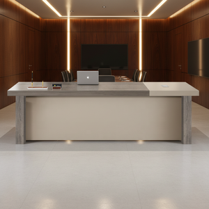 Scrivania Direzionale Moderna in Legno di Alta Qualità, Grande Scrivania a L con Armadietto per Ufficio <span class=keywords><strong>MFC</strong></span> - Product Image 6