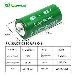 20C Great a Lishen Batterie 30000 Cycles Life 28Ah 26Ah Cylindrique 2.5V Lithium Titanate Batterie Lto 18Ah Cellule pour Autoradio - Product Image 2
