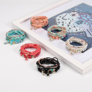 Fashion Jewelry <b>Bracelet</b> <b>Sets</b> 8Pcs Women's Boho Beaded Stackable Party Accessories Made In China - Product Image 3