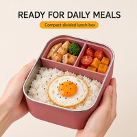 Boîte à lunch pour enfants de 1200 ml, doublure intérieure en acier inoxydable, boîte à repas pour enfants en silicone à 3 compartiments, récipient alimentaire anti-fuite
