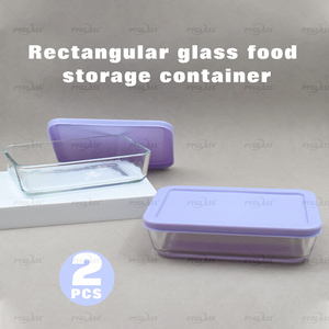 Pyglass 2 Ensemble de récipients de conservation alimentaire en verre borosilicate de haute qualité avec couvercle en PE, couvercle de couleur personnalisée, boîte à lunch classique - Product Image 5