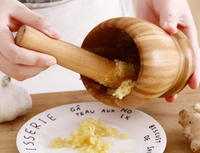 Natuurlijke bamboe 2-delige mortier en stamper set, handmatige knoflook- en gembermolen, multifunctionele kruiden- en pepermaler