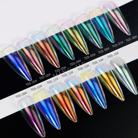 Pigment chromé Aurora arc-en-ciel en vrac 1g/pot, poudre à ongles chromée clair de lune, poudre Aurora caméléon, décoration pour ongles