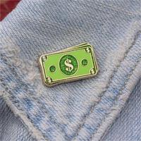 Fabricant de dollar à paillettes vertes brillantes usine bonne chance succès cadeau épingles en émail dur badge broche épinglette pour vêtements