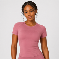 T-shirt à manches courtes pour femmes, doux et confortable, sans couture, respirant, séchage rapide, extensible, pour la salle de sport, le yoga, l'entraînement, la course à pied, le sport