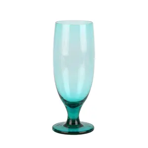 Custom Korte Steel Drank Glas Creatief Blauw Gekleurd Glas Water Beker Kleurrijke Sap Drinkbekers