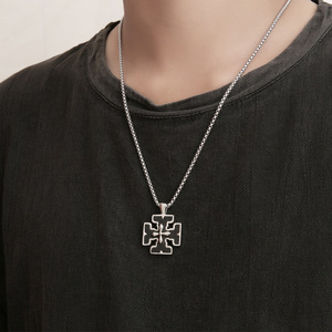 European American Style Titanium Steel <b>Cross</b> Pendant Men's Necklace Stainless Steel Geometric Design Gift SP404 - Product Image 4