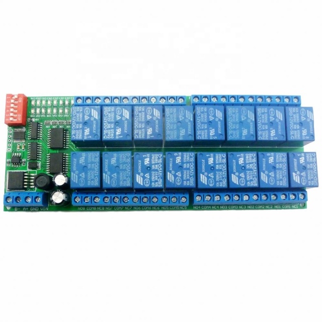 SeekEC 16ch DC 12V RS-485 Modbus RTU Relay Board RS485 Bus Remote Control Switch for LED Motor PLC PTZ Camera Smart Home