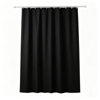 Rideau de douche robuste en PEVA sans PVC, noir uni, imperméable, inodore, style américain, écologique, avec 12 crochets