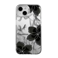 Coque de téléphone antichoc givrée de luxe noire à motif floral couleur bonbon anti-chute pour iPhone 18 17 16 Pro Max 15 14 13 12