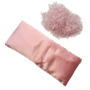 New Products Natural Rose Quartz Healing Stone Pink Silk Eye Pillow Mask With Lavender Seed