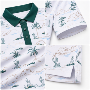 Camiseta de Polo de Golf con Diseño de Paisaje Desértico Personalizado para Hombre, Estampado Resort, de Secado Rápido, Elástica, Fabricante OEM de Marca Privada - Product Image 3