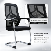 Chaise de bureau exécutive réglable avec accoudoirs, base chromée, dossier en maille solide, pivotante, tissu extensible, minimaliste