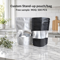 Sachet Doypack de qualité alimentaire avec fenêtre transparente, imprimé sur mesure, refermable, emballage barrière pour café, thé et snacks